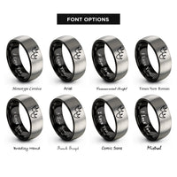 font options for inside engraving on black & silver goose tracks pair rings