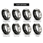 font options for inside engraving on black & gray goose tracks pair rings