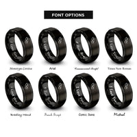 font options for inside engraving on black goose tracks pair rings