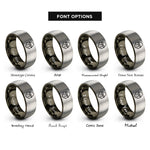 font options for inside engraving on gunmetal & gray gorilla rings