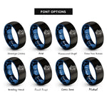 font options for inside engraving on black & blue gosling rings