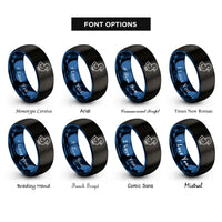 font options for inside engraving on black & blue gosling rings