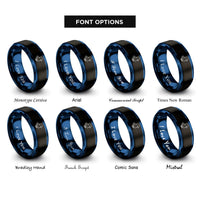 font options for inside engraving on black & blue gosling rings