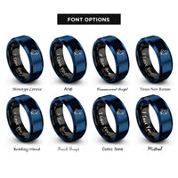 font options for inside engraving on black & blue gosling rings