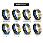 font options for inside engraving on gold & blue & grey gosling rings