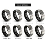 font options for inside engraving on black & silver gothic filigree rings