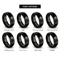 font options for inside engraving on black gothic rose window rings