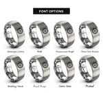 font options for inside engraving on grey gothic rose window rings
