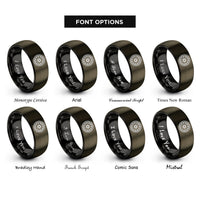 font options for inside engraving on gunmetal & black gothic rose window rings