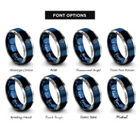 font options for inside engraving on blue & grey gps compass rings