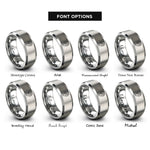 font options for inside engraving on grey gps compass rings