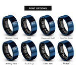 font options for inside engraving on black & blue gps handheld rings