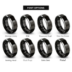 font options for inside engraving on black & grey gps handheld rings