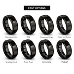 font options for inside engraving on black gps handheld rings