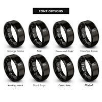 font options for inside engraving on black gps handheld rings