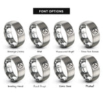font options for inside engraving on grey gps navigation arrow rings