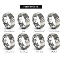 font options for inside engraving on grey gps navigation arrow rings