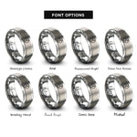 font options for inside engraving on grey gps navigation arrow rings