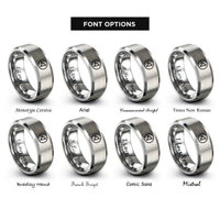 font options for inside engraving on grey gps navigation arrow rings