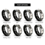 font options for inside engraving on black & gray gps satellite rings