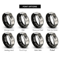 font options for inside engraving on black & gray gps satellite rings