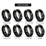 font options for inside engraving on black & silver gps waypoint pin rings