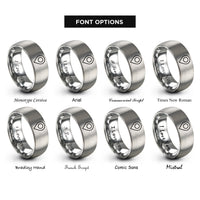 font options for inside engraving on silver gps waypoint pin rings