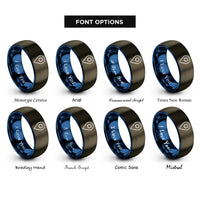 font options for inside engraving on gunmetal & blue gps waypoint symbol rings