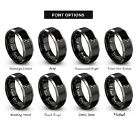 font options for inside engraving on black & gray grace note rings