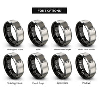 font options for inside engraving on black & gray grace note rings