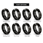 font options for inside engraving on black & silver grade icon rings