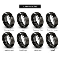 font options for inside engraving on black & silver grade icon rings