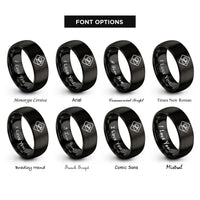font options for inside engraving on black grade icon rings