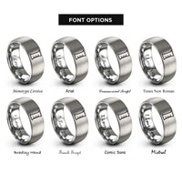 font options for inside engraving on silver graduated cylinder rings