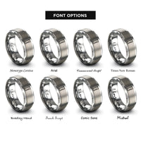 font options for inside engraving on silver graduated cylinder rings