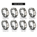 font options for inside engraving on silver graduated cylinder rings