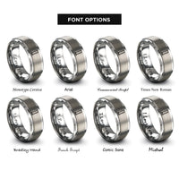 font options for inside engraving on grey graduated cylinder rings
