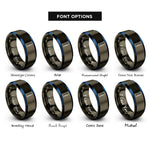 font options for inside engraving on gunmetal & blue graduated cylinder rings