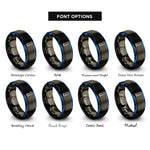 font options for inside engraving on gunmetal & blue graduated cylinder rings