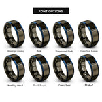 font options for inside engraving on gunmetal & blue graduated cylinder rings
