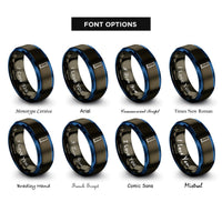 font options for inside engraving on gunmetal & blue graduated cylinder rings