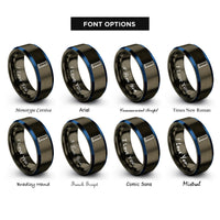 font options for inside engraving on gunmetal & blue graduated cylinder rings