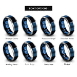 font options for inside engraving on blue & gray graduated pipette rings