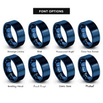 font options for inside engraving on blue graduated pipette rings