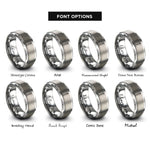 font options for inside engraving on silver graduated pipette rings
