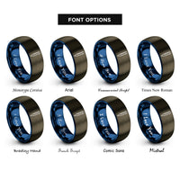 font options for inside engraving on gunmetal & blue graduated pipette rings