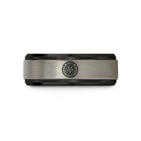 personalized presents for friends – black & silver tungsten clutch disc wedding band