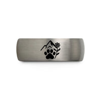 tungsten rings for men – black & silver tungsten mountain paw wildflower wedding band