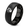 Mountain Paw Wildflower – Tungsten Wedding Band, 8 mm, Black Comfort-Fit Unisex