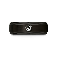 tungsten rings for women – black tungsten mountain paw wildflower wedding band